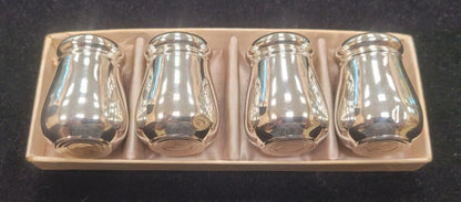 Vintage Wolfenden Sterling Silver 4 Individual Salt Pepper Shakers Original Box