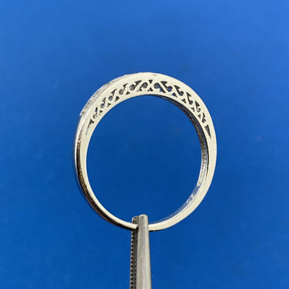 Sterling Silver 925 Designer Channel Set CZ Design Stackable Bridal Band Ring