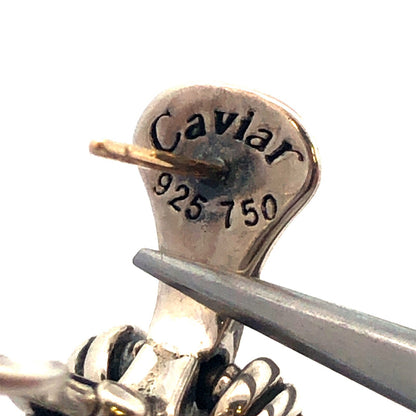 Designer Lagos Caviar 925 Sterling Silver 18K Gold Loop Dangle Stud Earrings