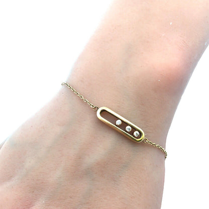 Designer Pacha 18K Yellow Gold Cubic Zirconia Abacus Style Hamsa Hand Bracelet