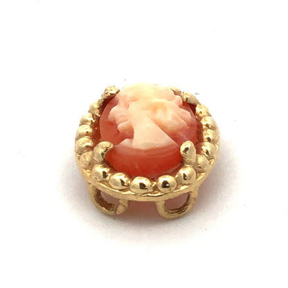 Designer 10K Yellow Gold Oval Carved Cameo Slide Bracelet Charm
