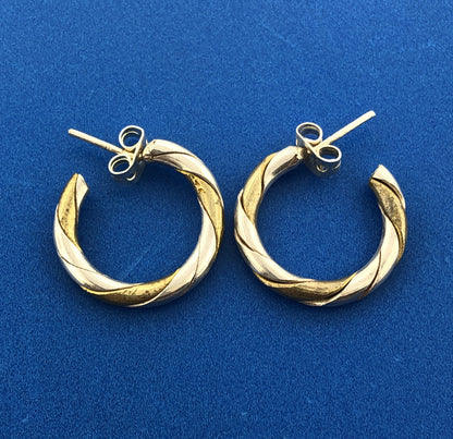 925 Sterling Silver Vermeil Two Tone Classic Hoop Earrings