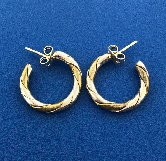 925 Sterling Silver Vermeil Two Tone Classic Hoop Earrings