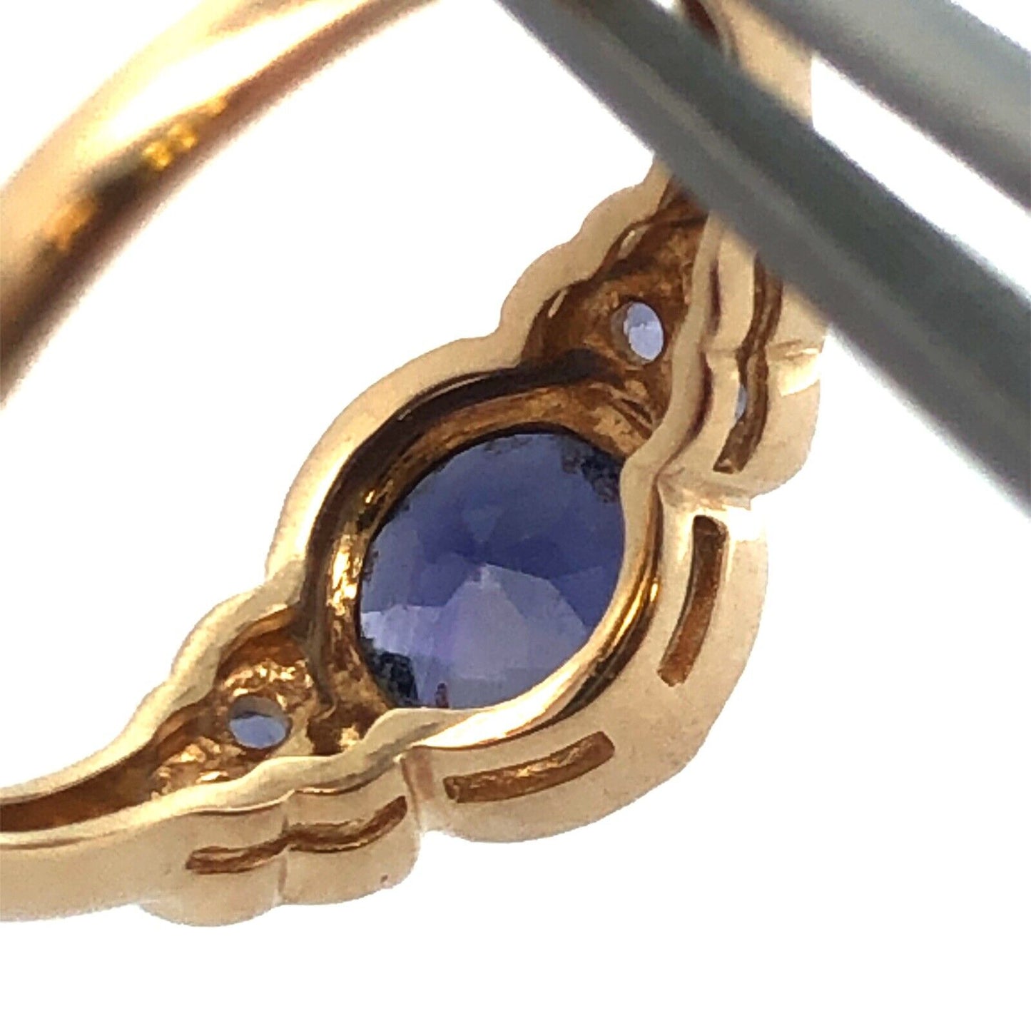 Designer 14K Yellow Gold Round Cushion Cut Tanzanite Ring