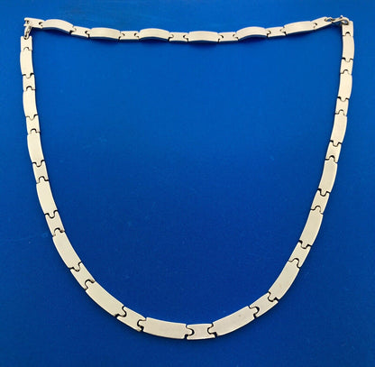 Designer Dellapina Sterling Silver Panel Link 7.5" Bracelet 16.5" Necklace Set