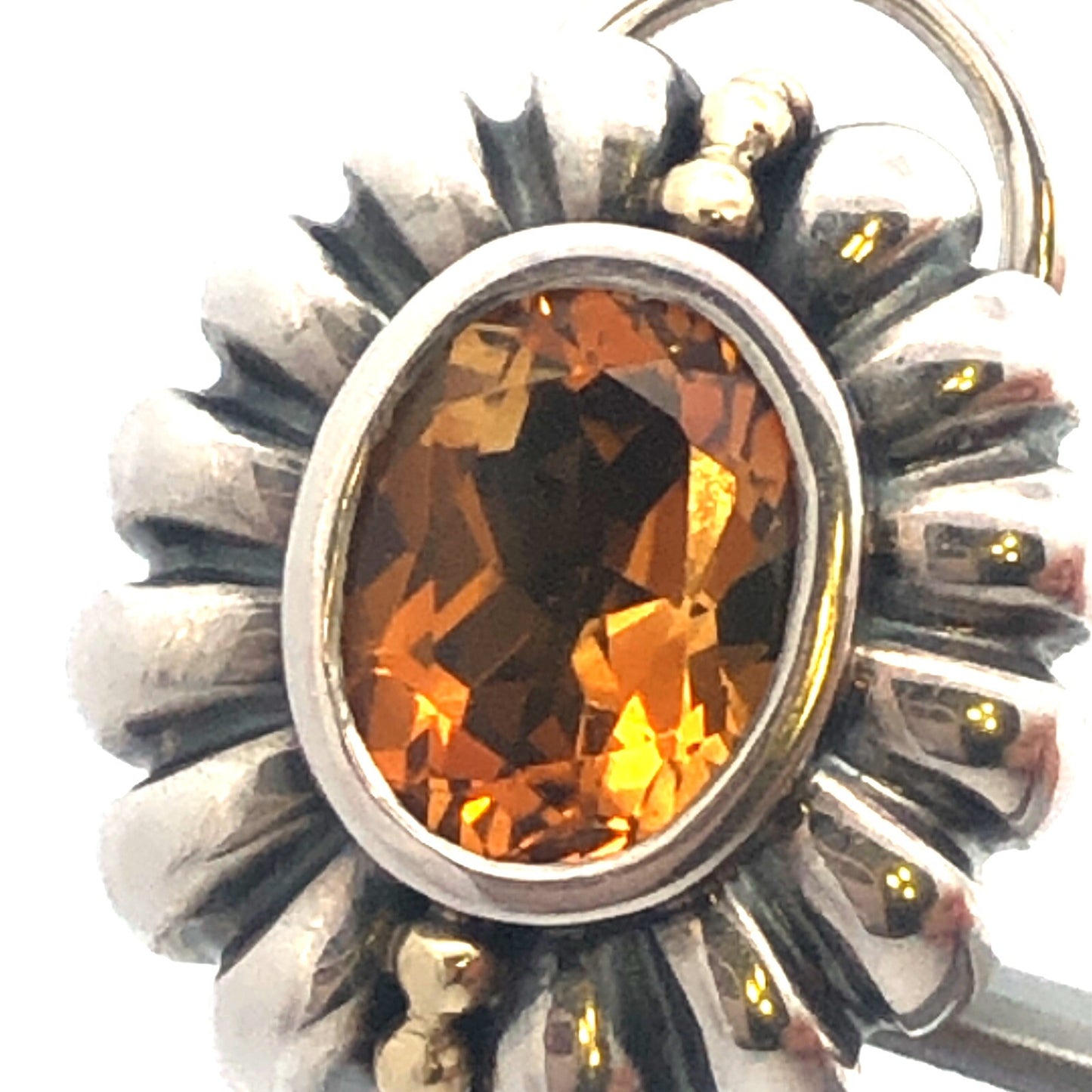 Lagos Caviar 925 Sterling Silver 18K Yellow Gold Cognac Cushion Citrine Earrings