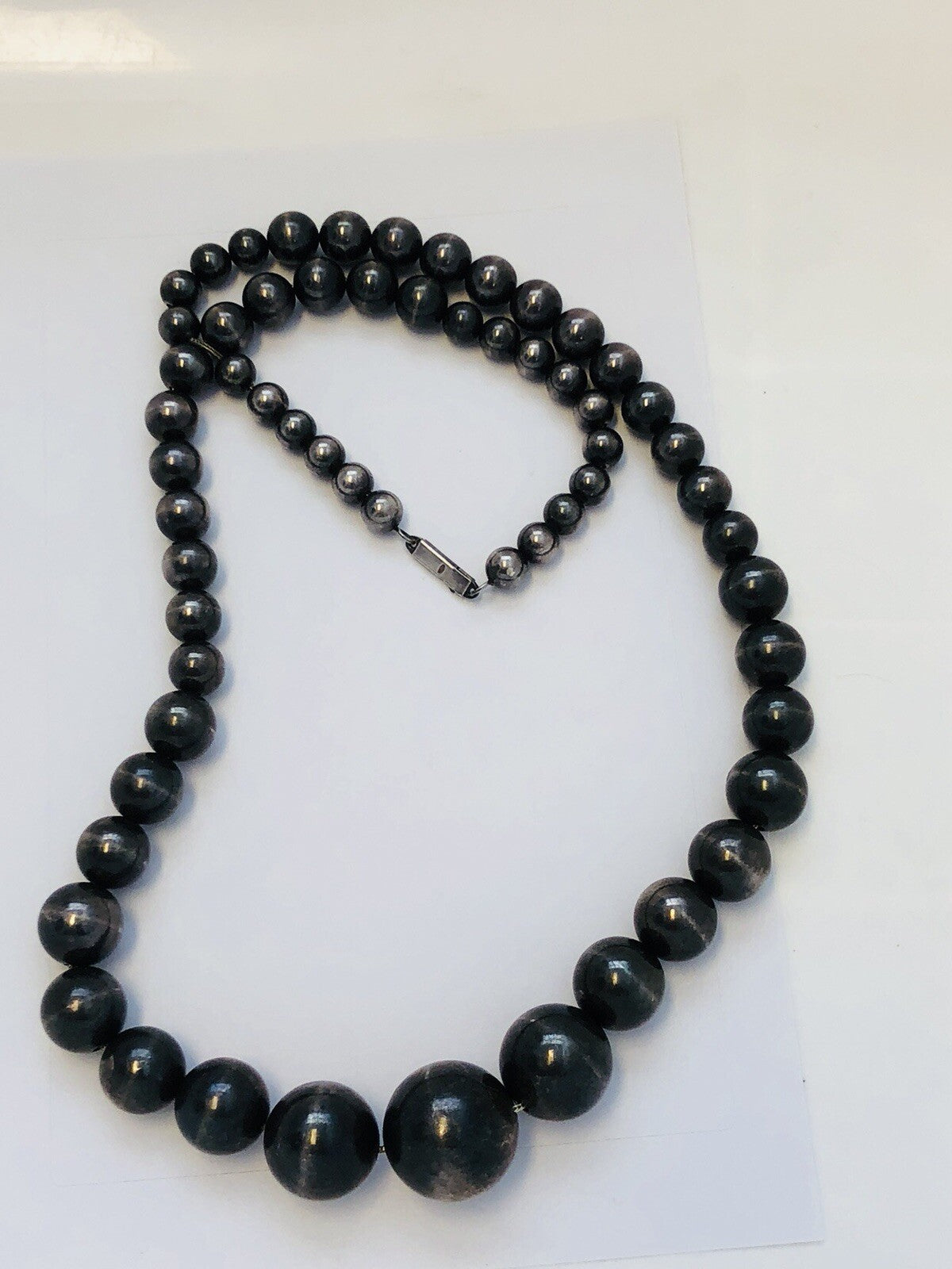Vintage Taxco Mexico 925 Sterling Silver Graduated Ball Bead Statement Necklace