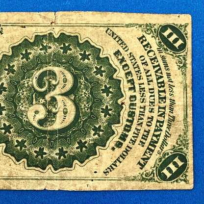 1864 3rd Issue 3 Cents Postage Fractional Currency Civil War Note Fr. 1227