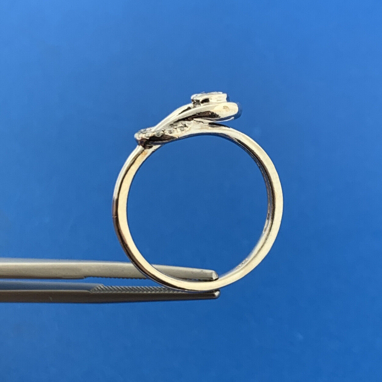 Designer JB Sterling Silver Diamond Solitaire Accented Freeform Infinity Ring