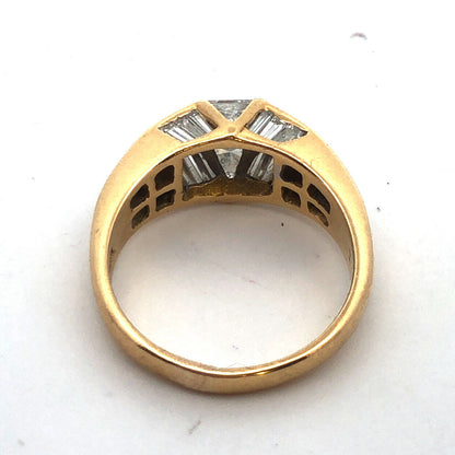 Designer 18K Yellow Gold Multi-Cut Diamond Modernist Dome Engagement Ring