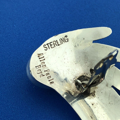 Allen Paula Boyd Sterling Silver 925 Cabochon Carnelian Winged Clip-On Earrings