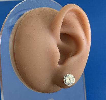 Brilliant Round Cubic Zirconia 925 Sterling Silver Statement Stud Earrings