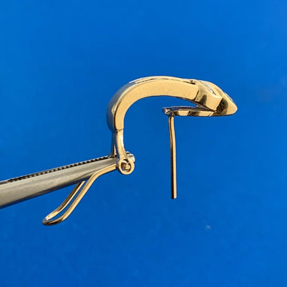 14K Yellow Gold Sapphire Diamond Omega Back Stud Earrings