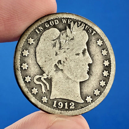 1912 P Silver Barber Quarter Better Key Date Philadelphia Coin Rare Scarce