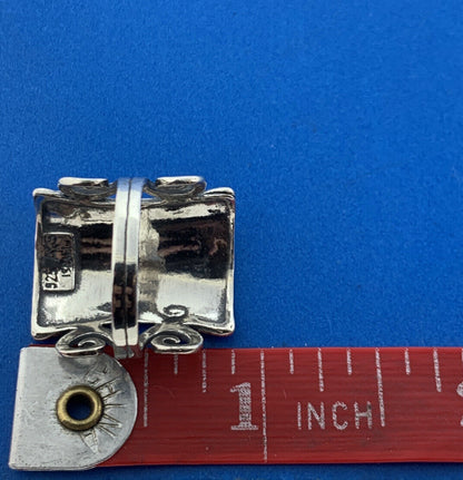 Designer AS Israel Sterling Silver 925 Cabochon Garnet Finger Ring Size 6.25