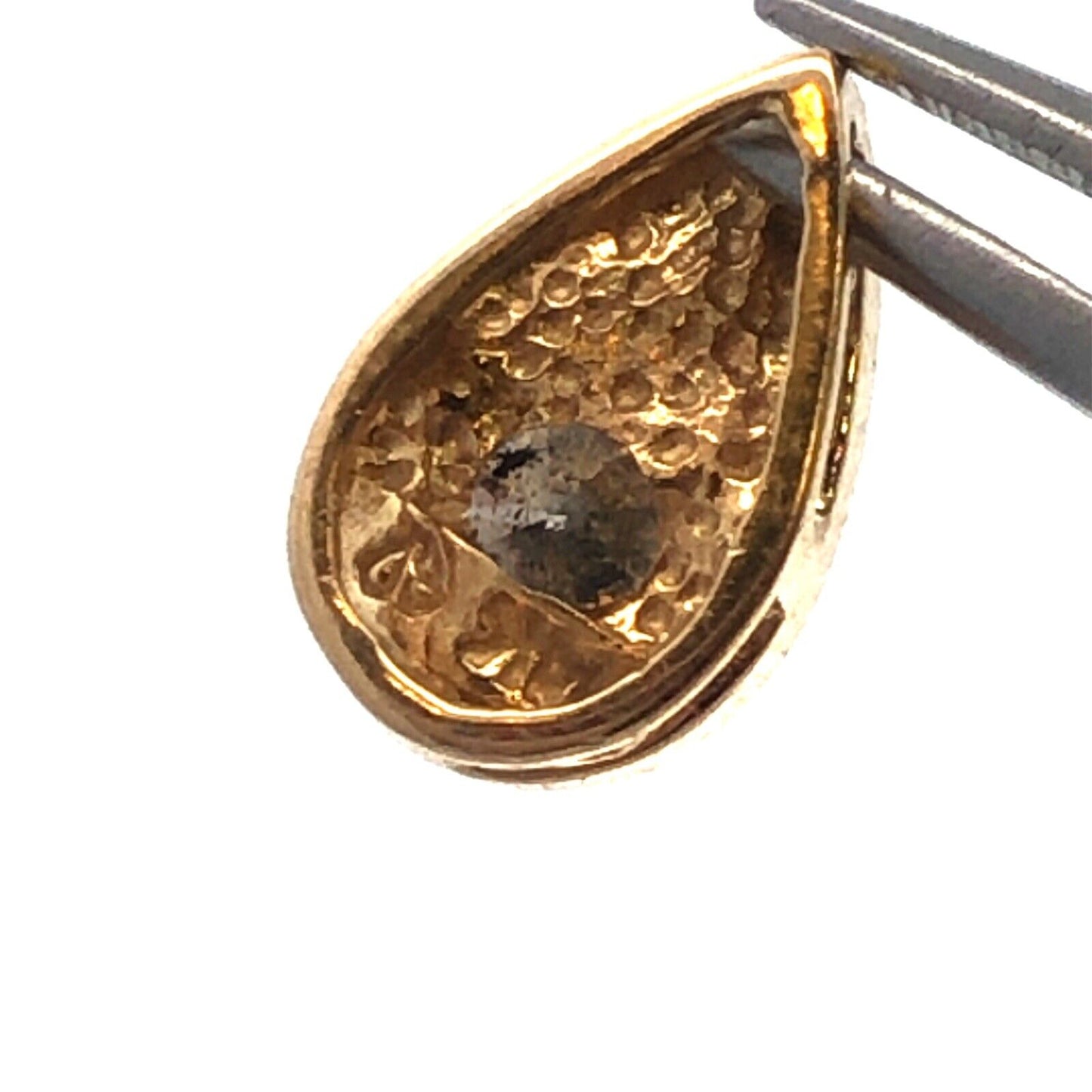 Designer 14K Yellow Gold Round Diamond Solitaire Teardrop Modernist Pendant