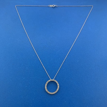Designer 10K White Gold Diamond Infinity Eternity Circle Anniversary Necklace