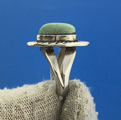 Native American Artisan Sterling Silver 925 Green Turquoise Statement Ring