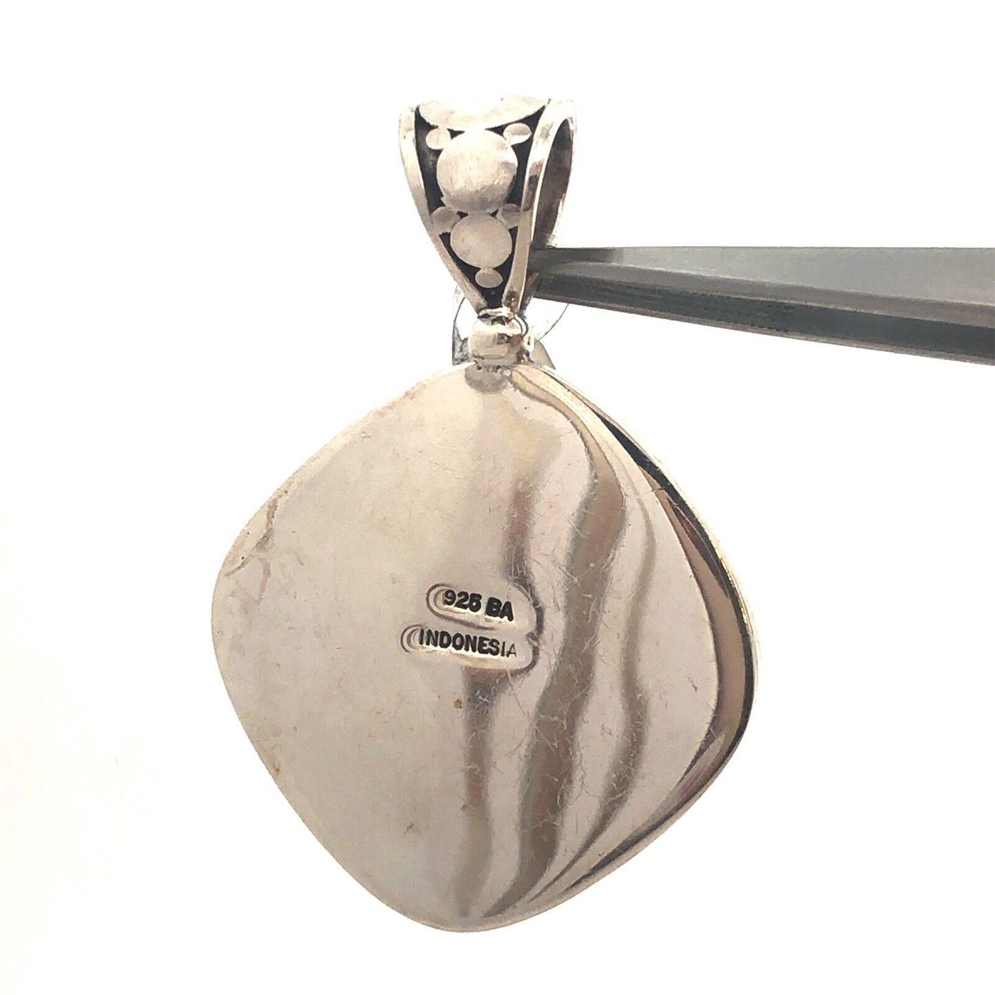 Designer BA 925 Sterling Silver Square Lapis Lazuli Scroll Statement Pendant