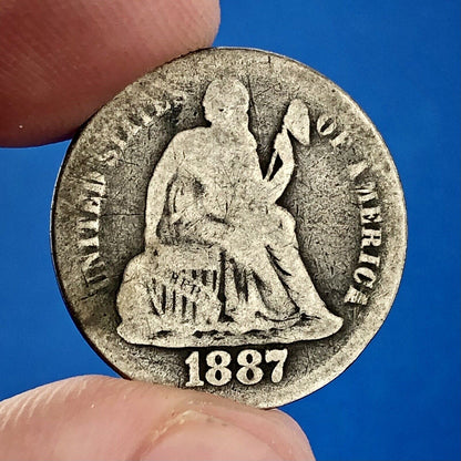 1887 S Seated Liberty Silver Dime 10c Better Key No Stars San Francisco Coin