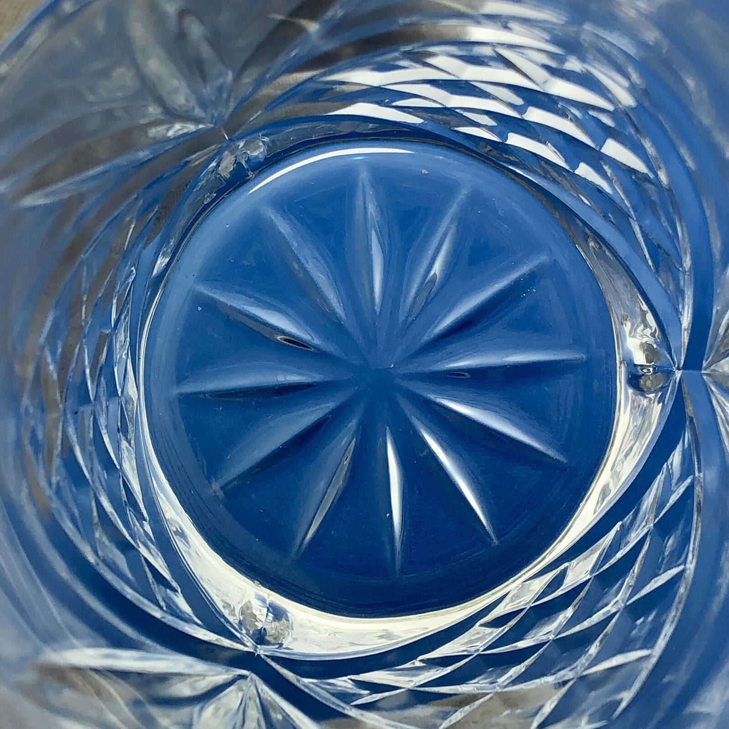 Elegant Starbust Basketweave Pattern Cut Crystal Highball Tumbler Bar Ware Glass