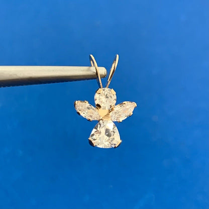 Designer Jacmel Mauritius JCM 14K Yellow Gold Cubic Zirconia Angel Charm Pendant