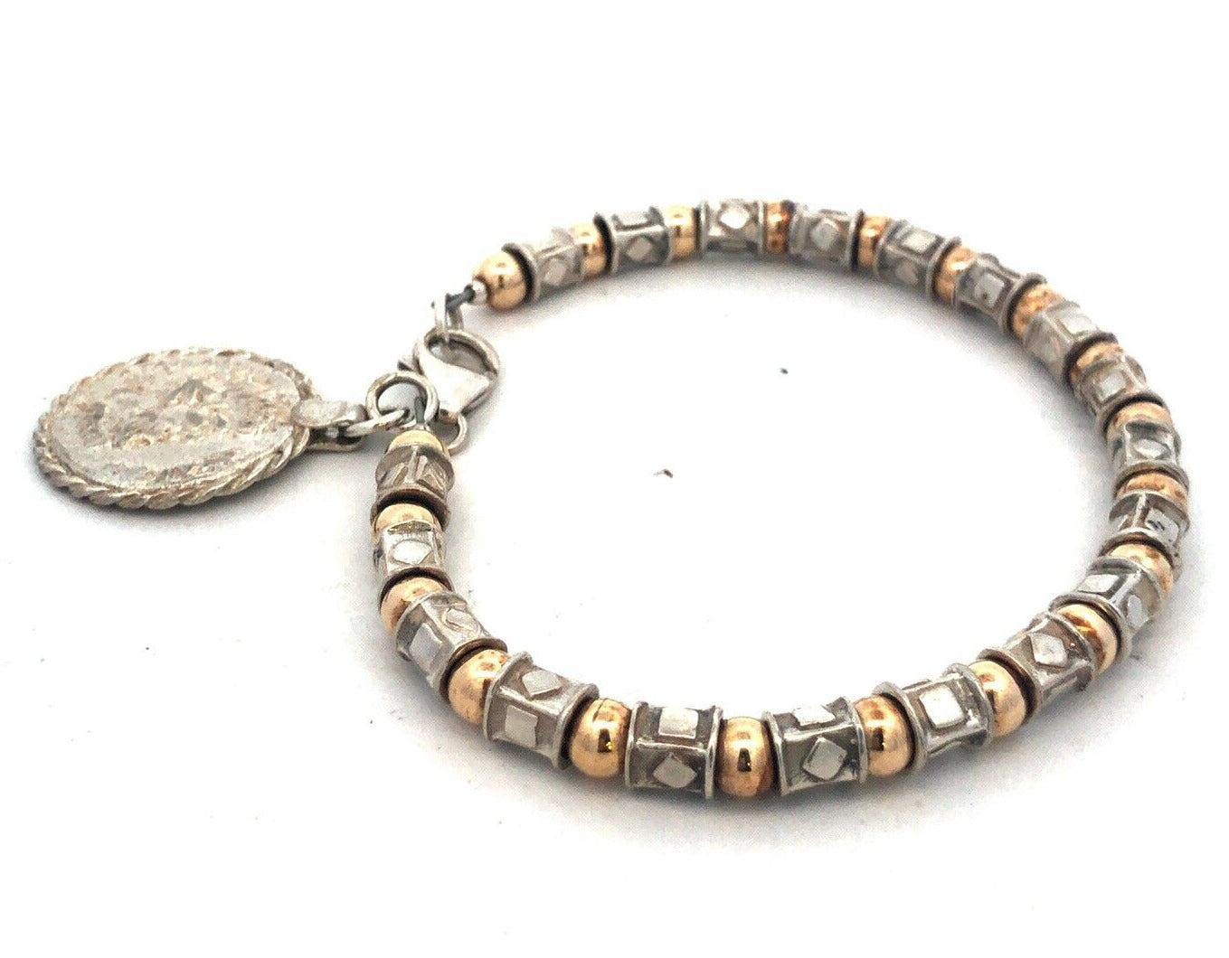 Silpada 925 Sterling Silver Gold Vermeil Two Tone Beaded Coin Bracelet