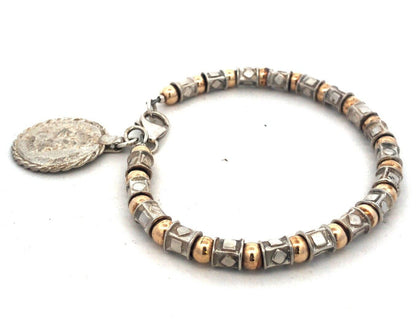 Silpada 925 Sterling Silver Gold Vermeil Two Tone Beaded Coin Bracelet