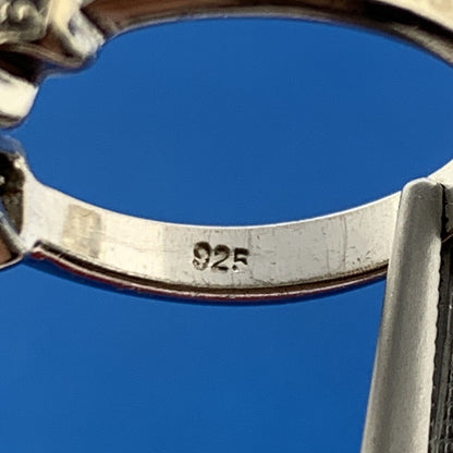 Vintage Design Sterling Silver Cubic Zirconia Solitaire w/ Round Accents Ring