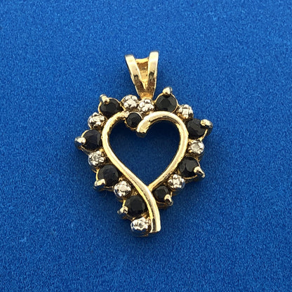 FAS 925 Sterling Silver Vermeil Sapphire Diamond September Sweetheart Pendant