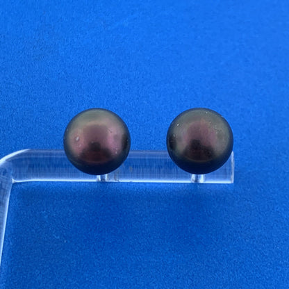 Designer 925 Sterling Silver Burgundy Wine Brown Pearl  10 mm Stud Earrings