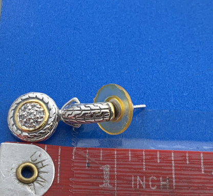 925 Sterling Silver Cubic Zirconia Circle Statement Stud Dangle Earrings