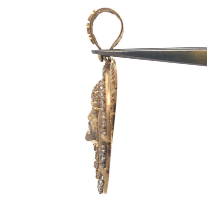 10K Yellow Gold Cubic Zirconia Christ Head Jesus Religious Statement Pendant