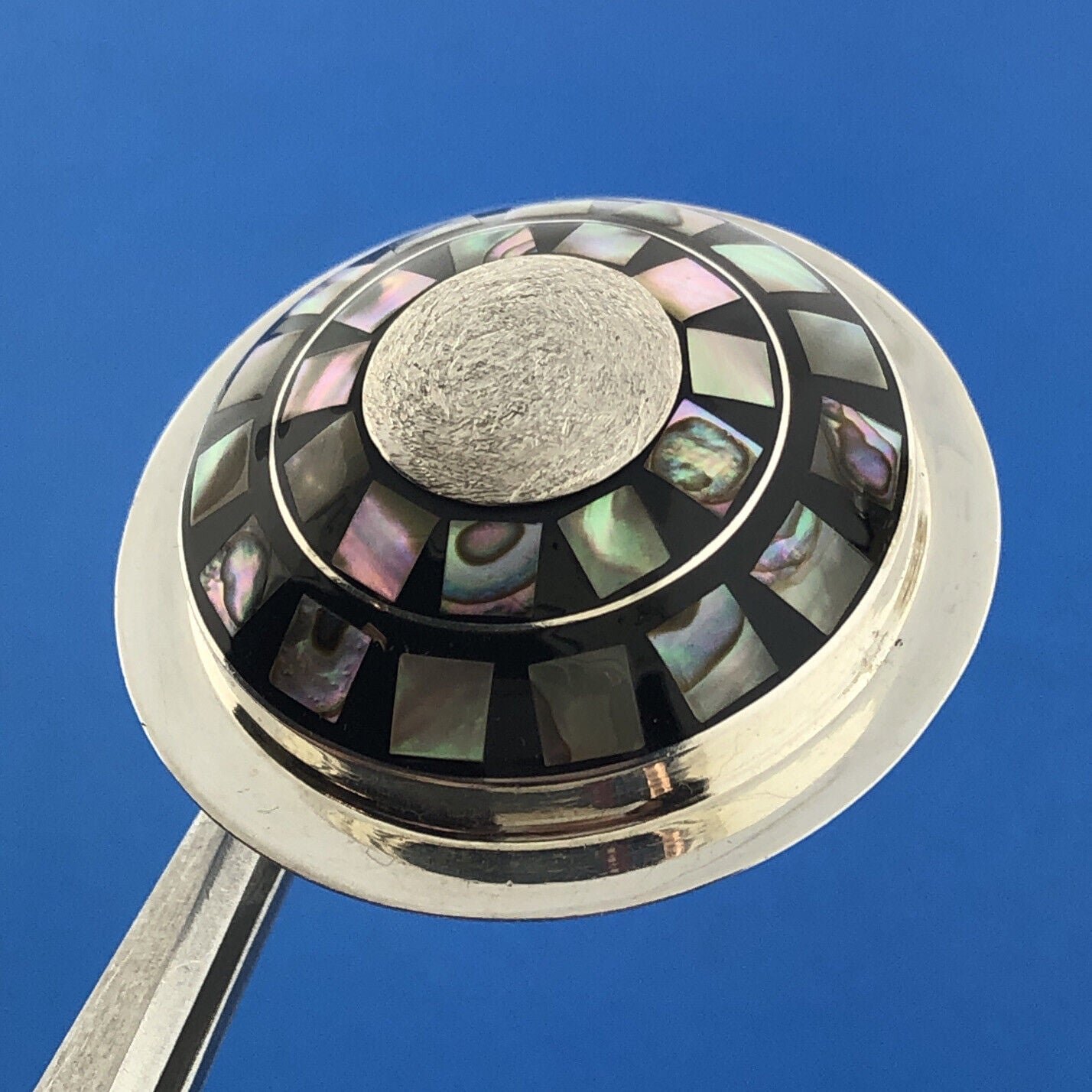 Dominique Dinouart DDD Mexico 925 Sterling Silver Abalone Onyx Inlay Pendant