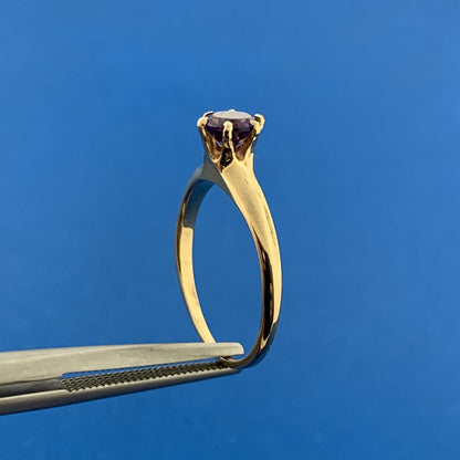 14K Yellow Gold Amethyst Solitaire February Anniversary Occasion Ring