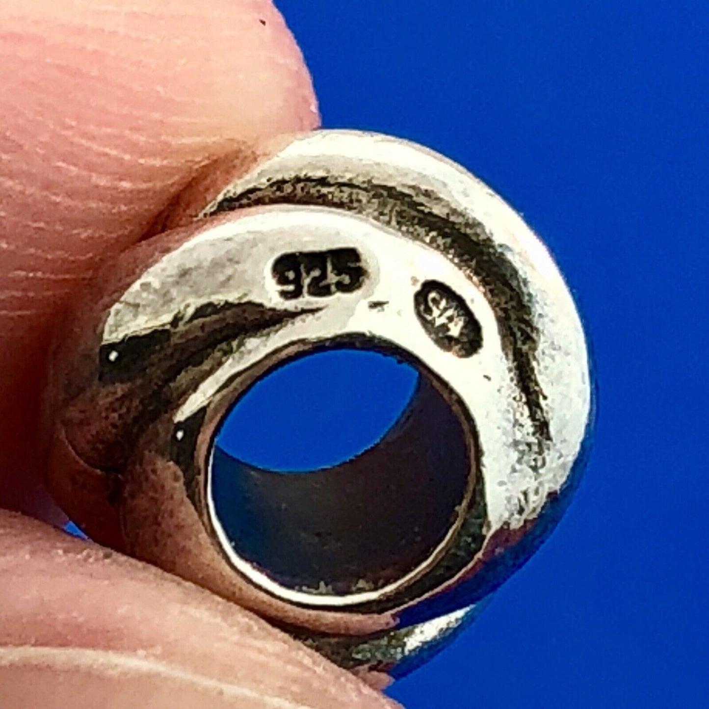 Designer 925 Sterling Silver Modernist Textured Wave Swirl Slide Bracelet Charm