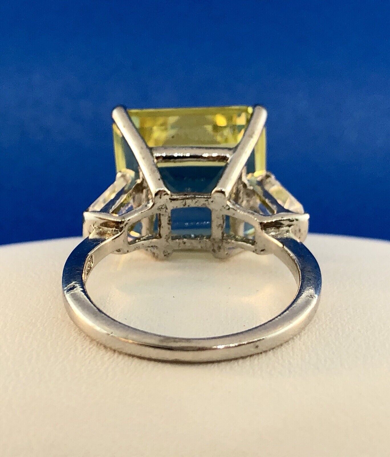 Spectacular Sterling Silver 925 Yellow White CZ Statement Fashion Cocktail Ring