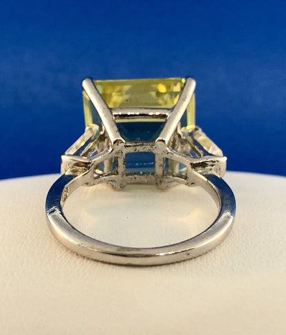 Spectacular Sterling Silver 925 Yellow White CZ Statement Fashion Cocktail Ring