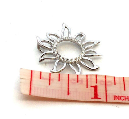 Designer NA HONKU 14K White Gold Round Diamond Sun Rays Summer Pendant