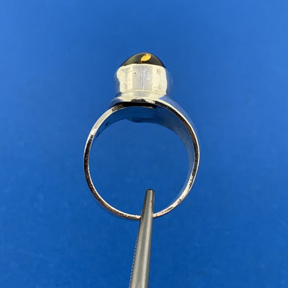 Vintage George Nakai Navajo Sterling Silver 925 Amber Abstract Bypass Ring