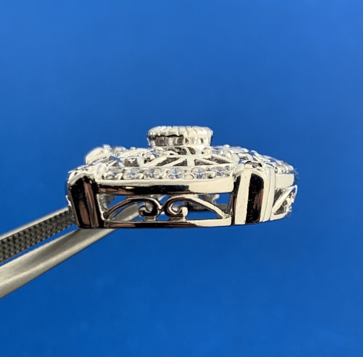 Designer Sterling Silver Cubic Zirconia CZ Infinity Eternity Statement Pendant