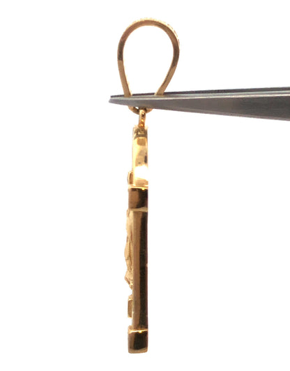 Custom 10K Yellow Gold Cut Cubic Zirconia Madonna Religious Statement Pendant