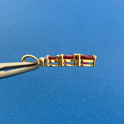 10K Yellow Gold Ruby Diamond Heart Trio Birthstone Anniversary Infinity Pendant