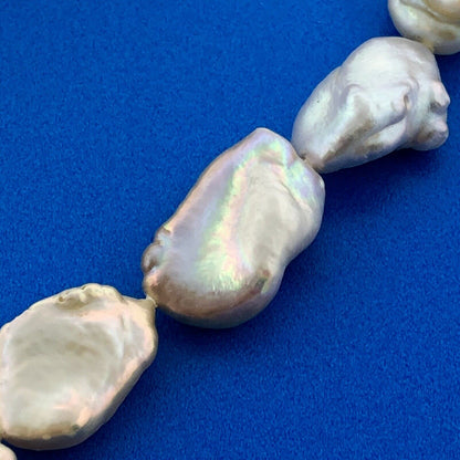 Vintage Sterling Silver Freshwater Pearl Gray Yellow Pink Cream Nugget Necklace