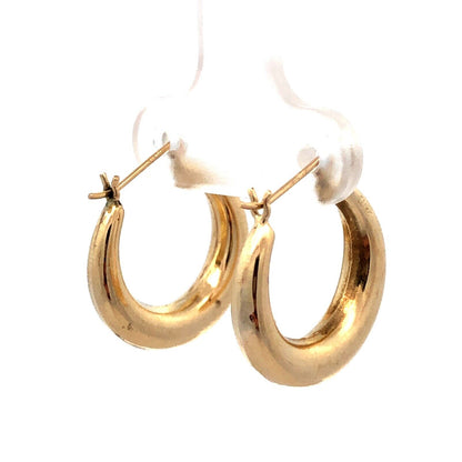 Designer ZZ 14K Yellow Gold Round Puffy Polished Huggie Hoop Earrings