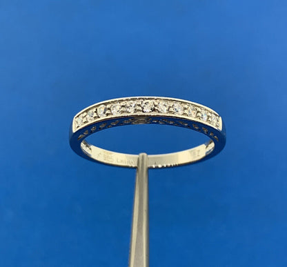 Sterling Silver 925 Designer Channel Set CZ Design Stackable Bridal Band Ring