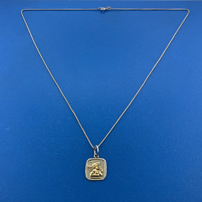 FAS Italy 925 Sterling Silver Two Tone Cherub Guardian Angel Pendant Necklace
