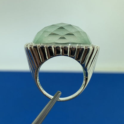 Paola Valentini Italy Sterling Silver 925 Faceted Green Amazonite Doublet Ring