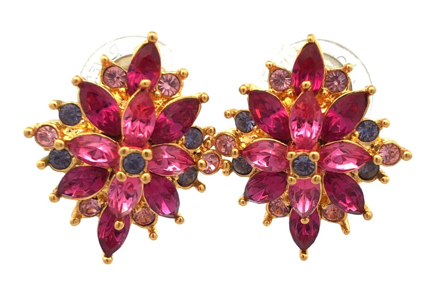 Joan Rivers Gold Tone Pink Purple Cubic Zirconia CZ Bracelet Earring 3 Pc Set