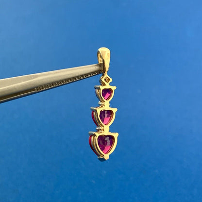 10K Yellow Gold Ruby Diamond Heart Trio Birthstone Anniversary Infinity Pendant